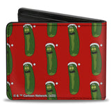 Bi-Fold Wallet - Rick and Morty Holiday Pickle Rick Santa Clause Pose Red