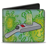 Bi-Fold  Wallet - Rick and Morty Portal Gun and Portals Blue/Greens