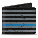 Bi-Fold Wallet - Superman Shield Thin Blue Line Weathered Gray/Black/Blue