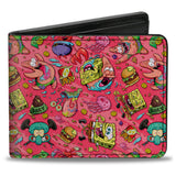 Bi-Fold Wallet - SpongeBob Funky Character Swirl Collage Pinks