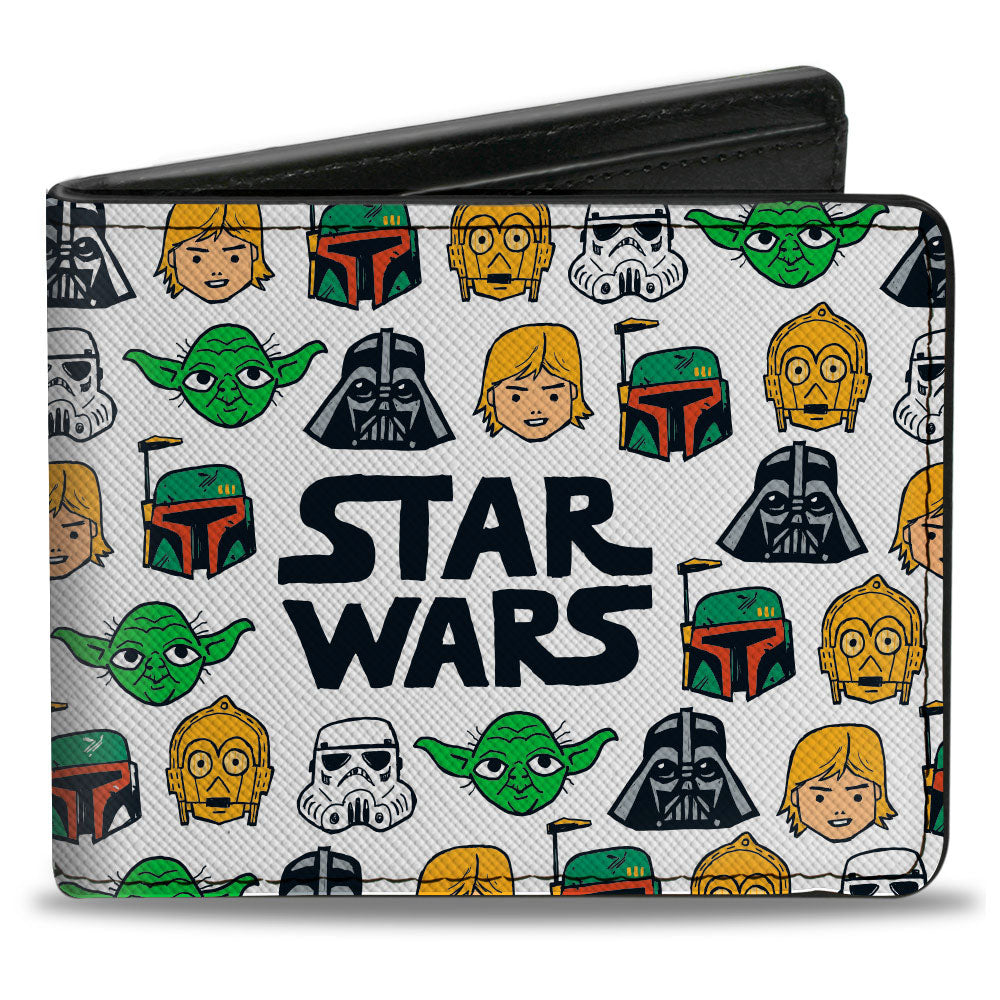 Bi-Fold Wallet - STAR WARS 6-Character Face Collage White