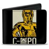 Bi-Fold Wallet - Star Wars C-3PO Typography Pose Block Black/Yellows