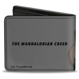 Bi-Fold Wallet - Star Wars The Mandalorian Grogu with The Armorer Bo-Katan and Din Djarin Pose THE MANDALORIAN CREED Gray