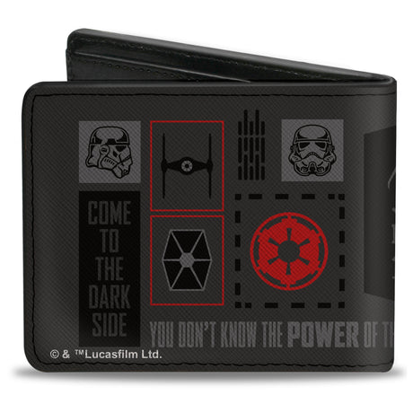 Bi-Fold Wallet - Star Wars Darth Vader Icons and Quotes Charcoal/Black/Reds