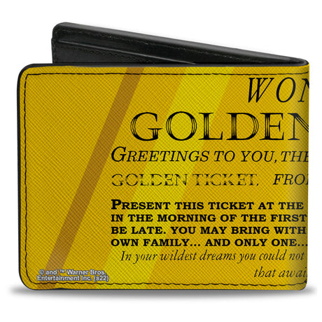 Bi-Fold Wallet - Willy Wonka and the Chocolate Factory Golden Ticket Text Yellows