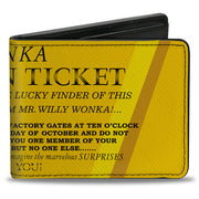 Bi-Fold Wallet - Willy Wonka and the Chocolate Factory Golden Ticket Text Yellows