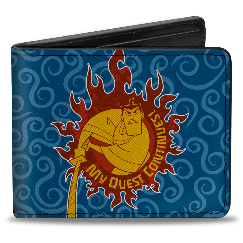 Bi-Fold Wallet - SAMURAI JACK MY QUEST CONTINUES Katana Pose Swirl Blues