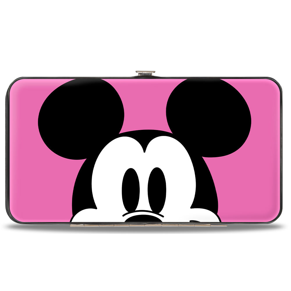 Hinged Wallet - Mickey Mouse Face Character Close-Up + Autograph Pink/Black