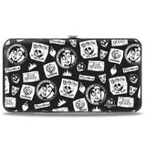 Hinged Wallet - Snow White's Evil Queen Icons Collage Black/White