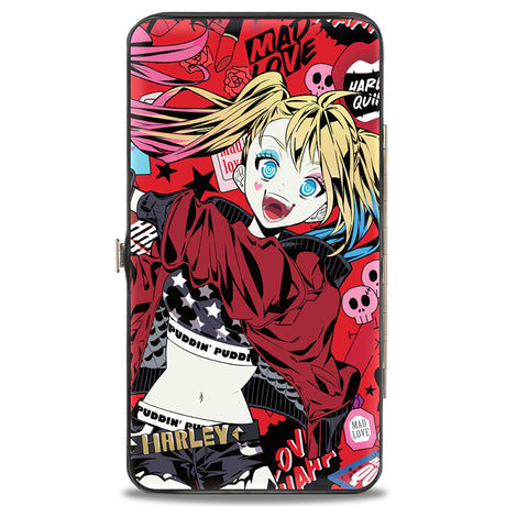 Hinged Wallet - Harley Quinn Pudding Anime Poses and Icons Collage Red/Black