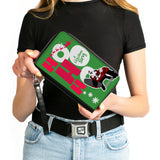 Women's PU Zip Around Wallet Rectangle - A Christmas Story Santa Claus HO HO HO Pose Green Red White