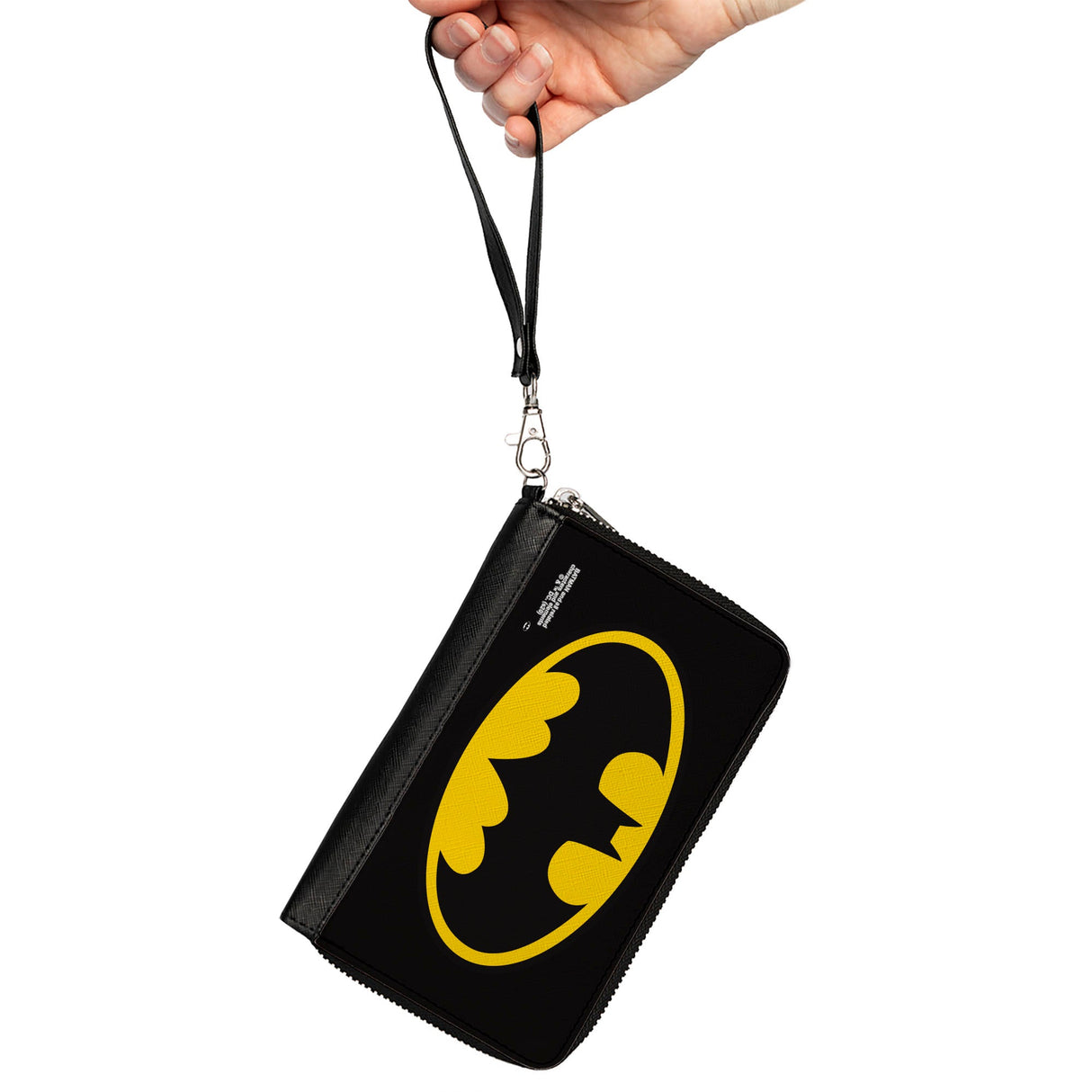 Women's PU Zip Around Wallet Rectangle - Batman Bat Logo Black Yellow