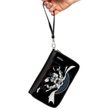 Women's PU Zip Around Wallet Rectangle - Batman Crouching Tech Action Pose Black White Blue Red