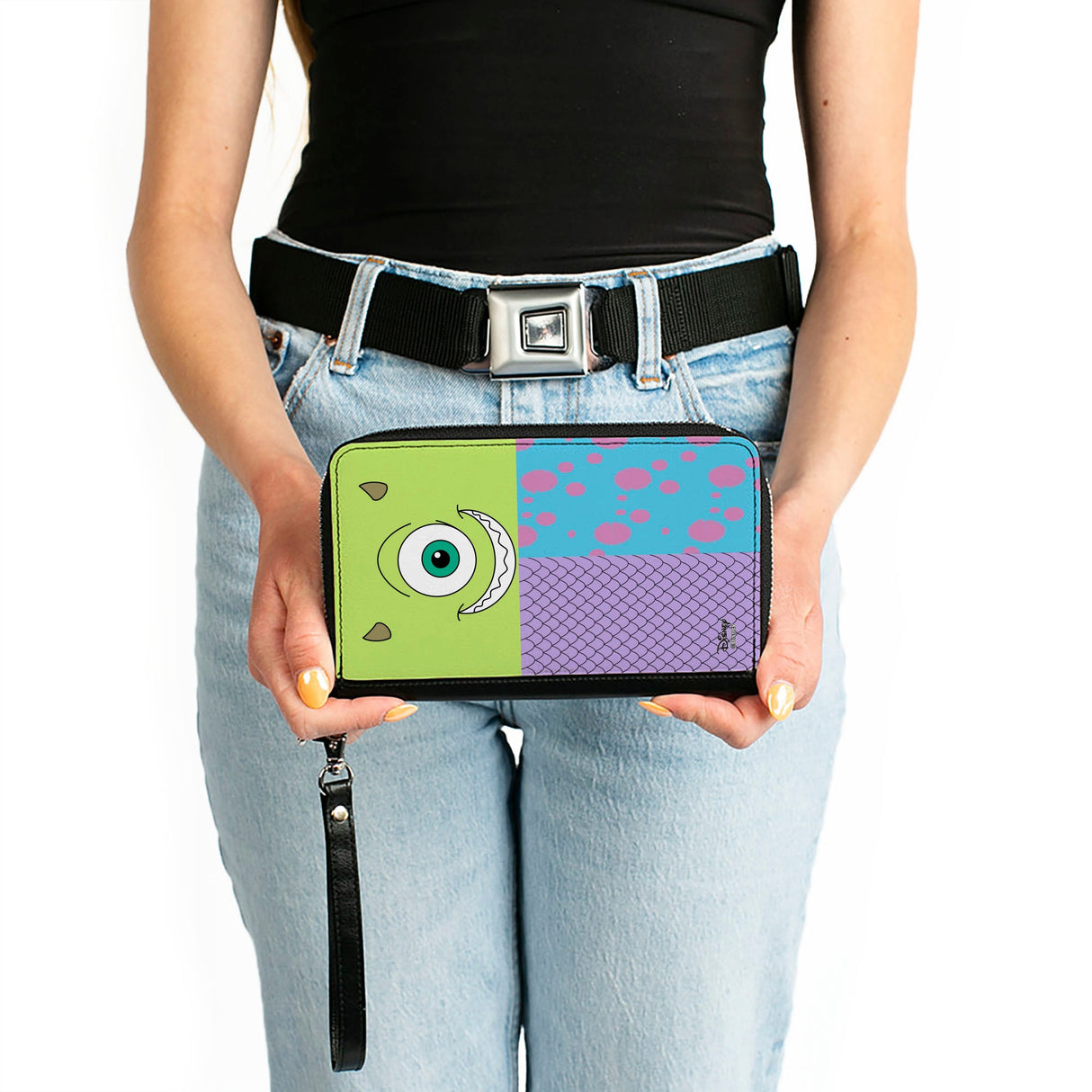 Women's PU Zip Around Wallet Rectangle - Monsters 3-Character Bounding Blocks