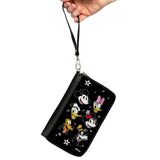 Women's PU Zip Around Wallet Rectangle - Disney The Sensational Six Smiling Faces Stars Black White