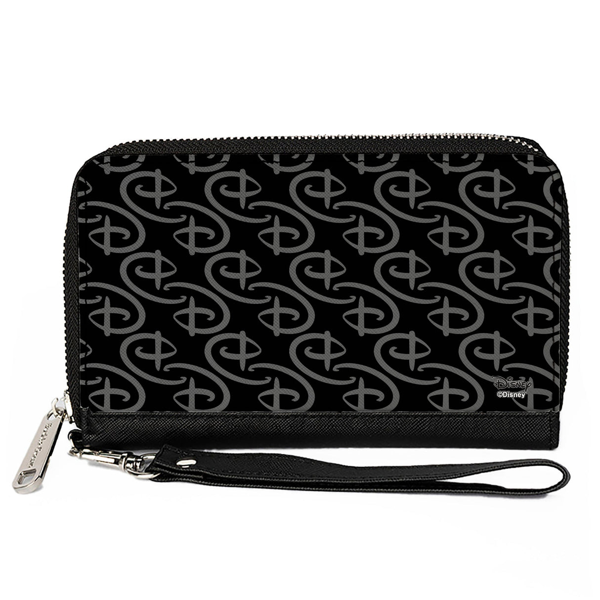 Women's PU Zip Around Wallet Rectangle - Disney Signature D Monogram Black Gray