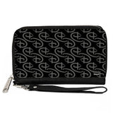 Women's PU Zip Around Wallet Rectangle - Disney Signature D Monogram Black Gray