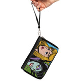 Women's PU Zip Around Wallet Rectangle - Sleeping Beauty Princess Aurora and Maleficent Face Blocks