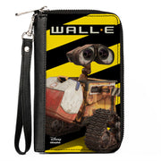 Women's PU Zip Around Wallet Rectangle - WALL-E Cooler Pose Warning Stripe Yellow Black