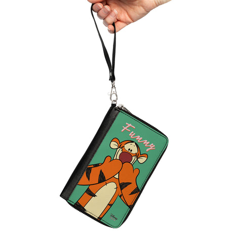 Women's PU Zip Around Wallet Rectangle - Winne the Pooh Tigger Smiling FUNNY Pose