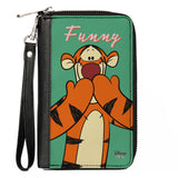 Women's PU Zip Around Wallet Rectangle - Winne the Pooh Tigger Smiling FUNNY Pose