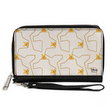 Women's PU Zip Around Wallet Rectangle - Winnie the Pooh Poses White Gold