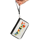 Women's PU Zip Around Wallet Rectangle - PIXAR Luxo Lamp and Ball Striping White Multi Color