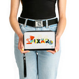 Women's PU Zip Around Wallet Rectangle - PIXAR Luxo Lamp and Ball Striping White Multi Color