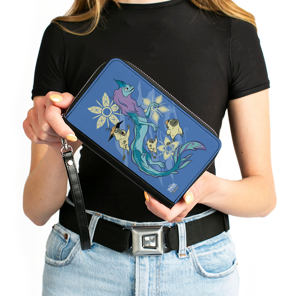 Women's PU Zip Around Wallet Rectangle - Raya and the Last Dragon Sisu and Three Ongi's Pose Blues