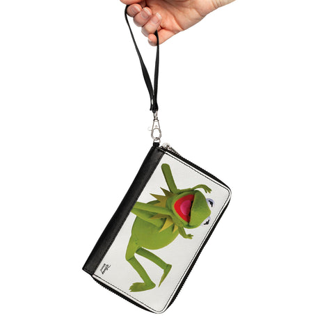 Women's PU Zip Around Wallet Rectangle - Muppets Kermit the Frog Lying Down Pose White