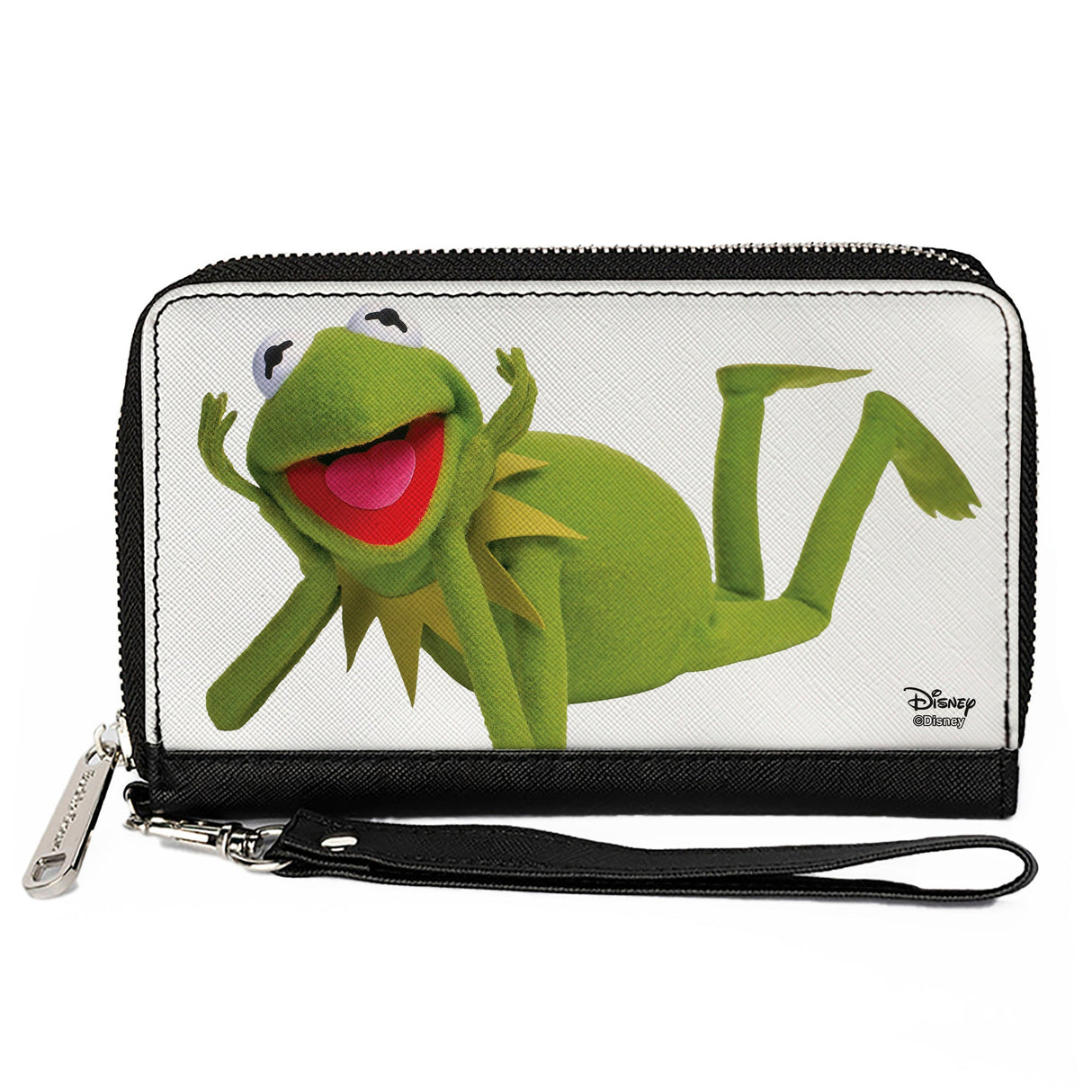 Women's PU Zip Around Wallet Rectangle - Muppets Kermit the Frog Lying Down Pose White