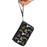 Women's PU Zip Around Wallet Rectangle - Disney Dogs 4-Dog Group Collage Paws Gray Black