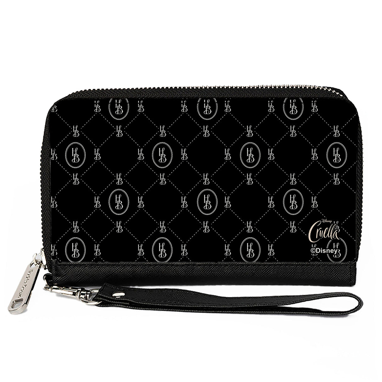 Women's PU Zip Around Wallet Rectangle - Cruella House of Baroness HB Monogram Black White