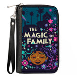 Women's PU Zip Around Wallet Rectangle - Encanto Mirabel THE MAGIC OF FAMILY Floral Collage Blues Purples