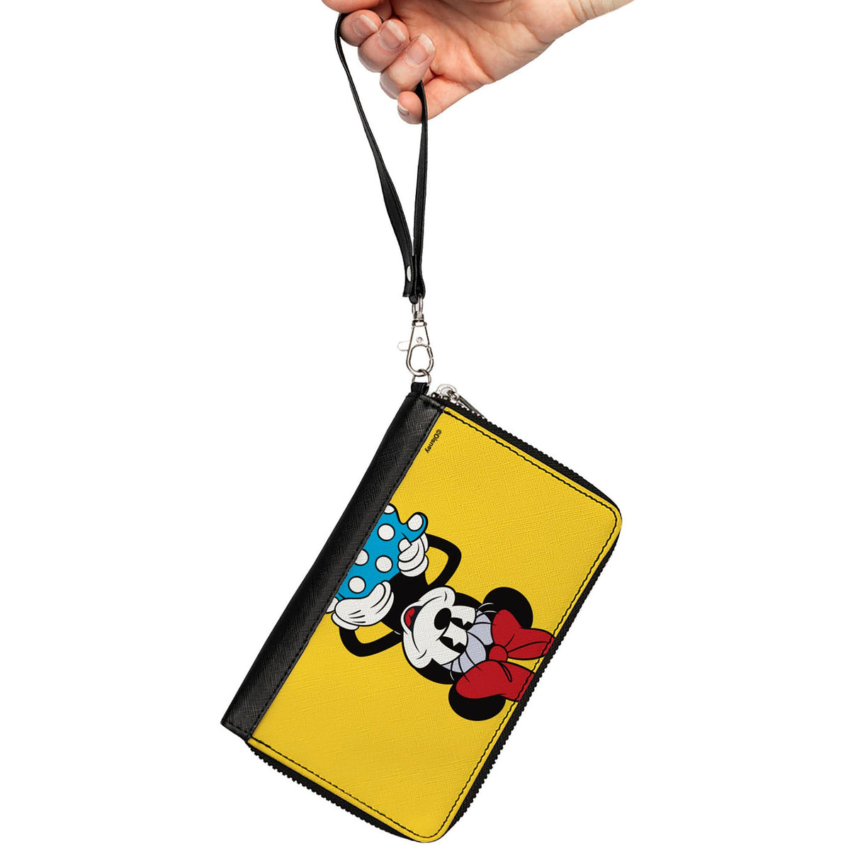 Women's PU Zip Around Wallet Rectangle - Minnie Style Smiling Pose Yellow