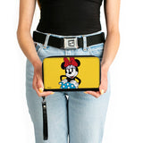 Women's PU Zip Around Wallet Rectangle - Minnie Style Smiling Pose Yellow