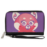 PU Zip Around Wallet Rectangle - Turning Red Red Panda Mei Face Close-Up Purple Pinks