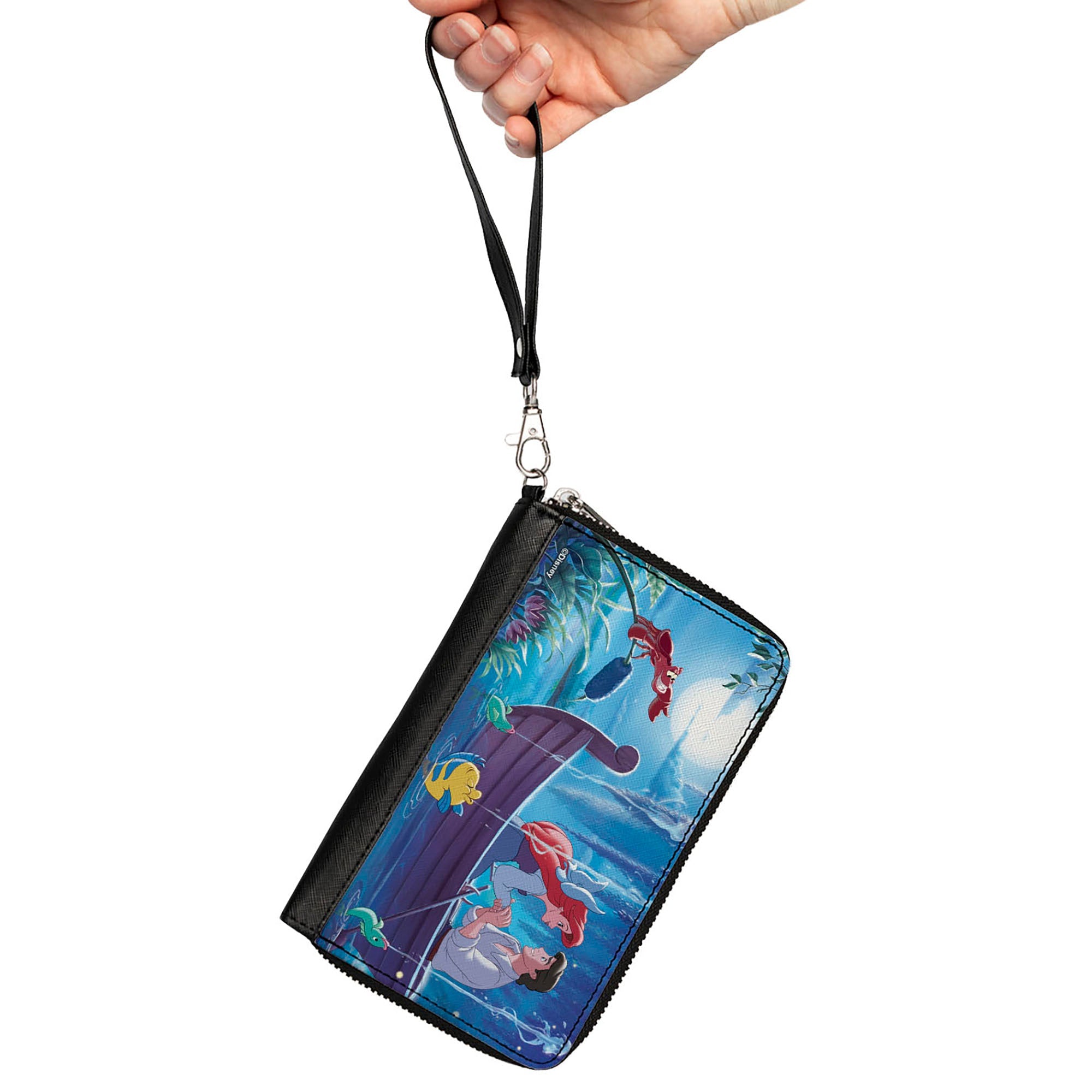 PU Zip Around Wallet Rectangle - The Little Mermaid Ariel and Eric Kiss the Girl Scene