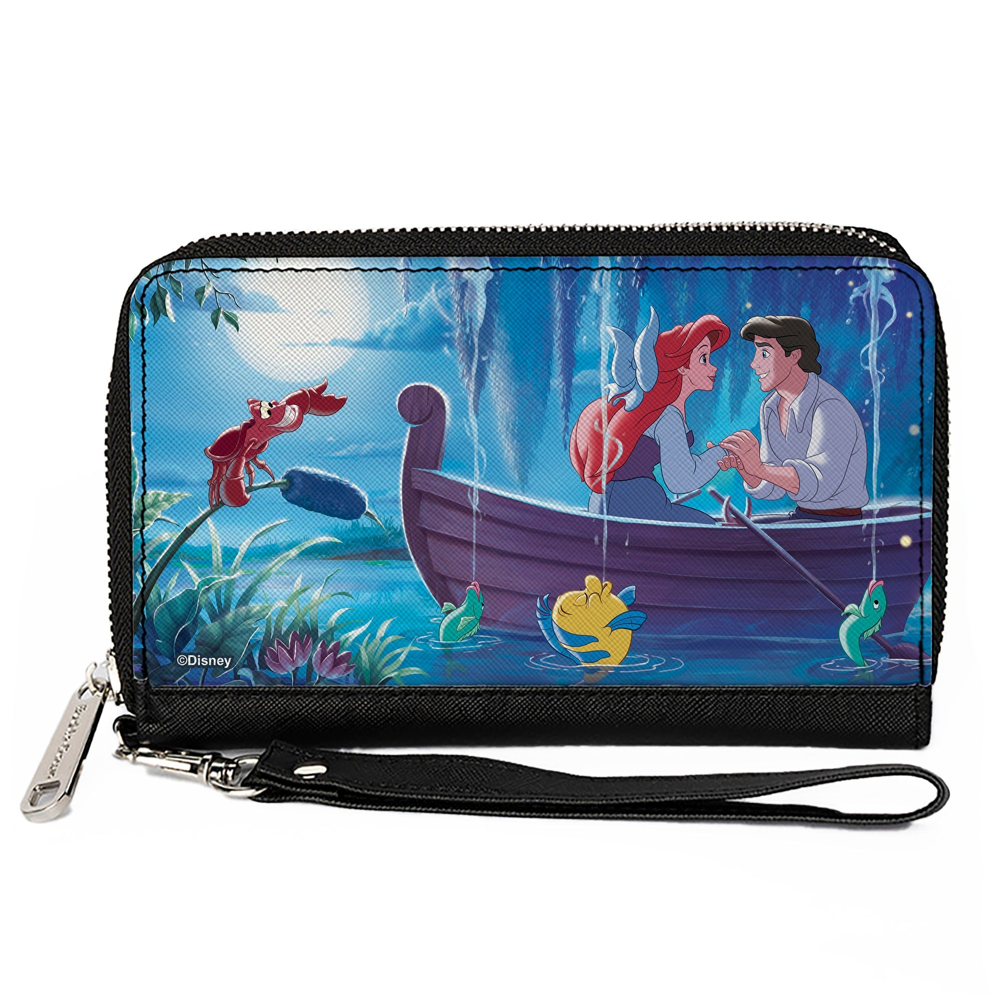 PU Zip Around Wallet Rectangle - The Little Mermaid Ariel and Eric Kiss the Girl Scene