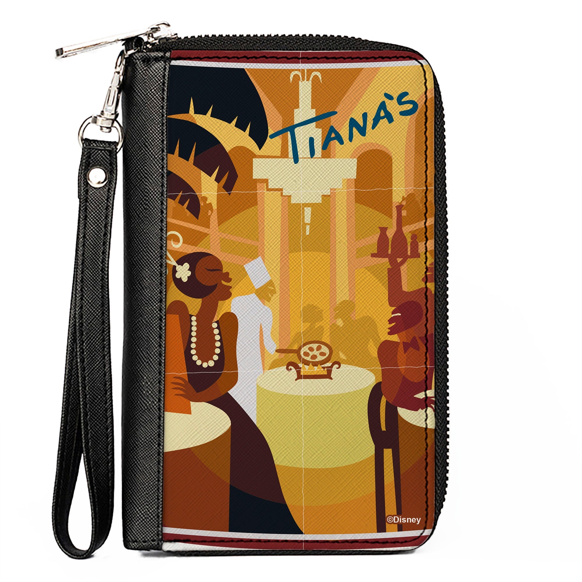 PU Zip Around Wallet Rectangle - The Princess and the Frog Tiana's Place Scene Yellows Multi Color