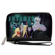 PU Zip Around Wallet Rectangle - Disney Villains Trio UNTAMED Pose Black