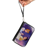 PU Zip Around Wallet Rectangle - Cinderella & Prince Ball Scene + Crown Icon Purples/White