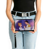 PU Zip Around Wallet Rectangle - Cinderella & Prince Ball Scene + Crown Icon Purples/White