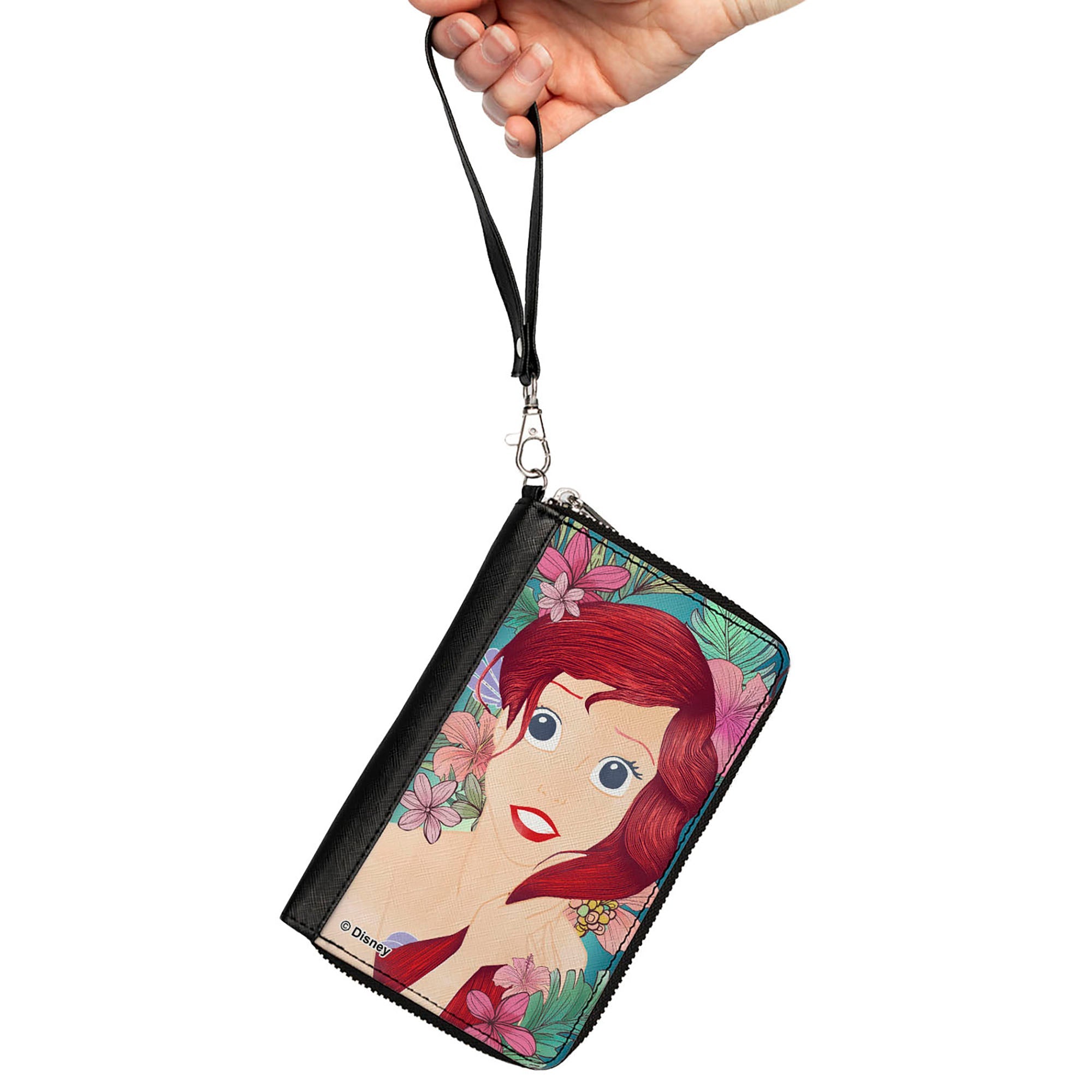 PU Zip Around Wallet Rectangle - The Little Mermaid Ariel Fixing Hair Pose