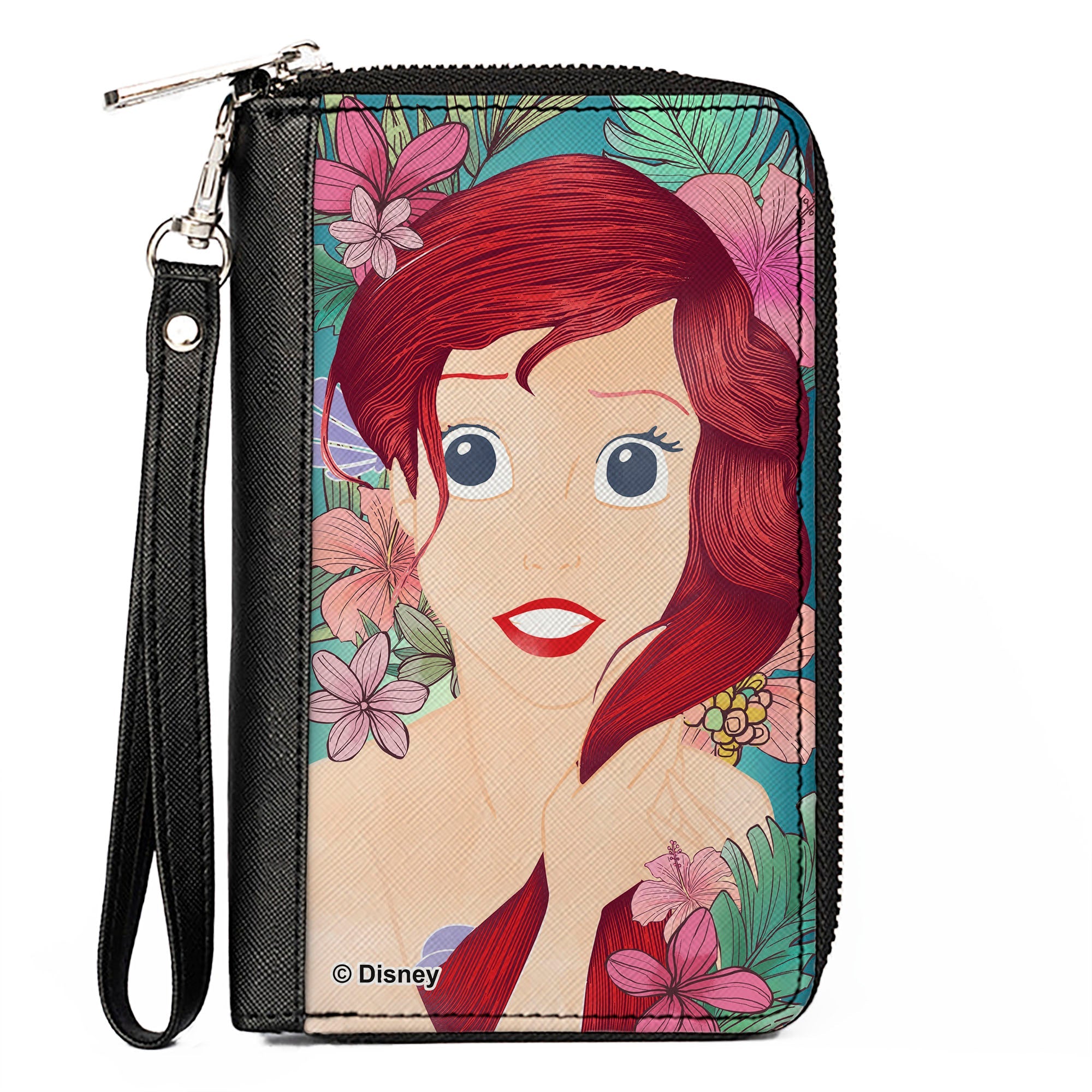 PU Zip Around Wallet Rectangle - The Little Mermaid Ariel Fixing Hair Pose