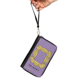 Women's PU Zip Around Wallet Rectangle - Friends Monica's Peephole Frame Lavender Yellow