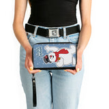 Women's PU Zip Around Wallet Rectangle - FROSTY THE SNOWMAN Waving Pose Blue White