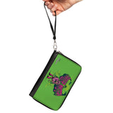 Women's PU Zip Around Wallet Rectangle - Shaggy Carrying Scooby-Doo THRILLER MYSTERY Ghost Greens