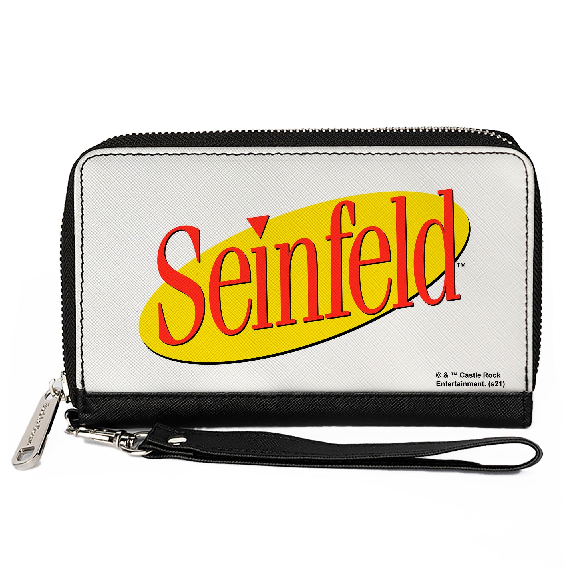 Women's PU Zip Around Wallet Rectangle - SEINFELD Spotlight Logo White Yellow Red