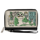 Women's PU Zip Around Wallet Rectangle - Star Wars Boba Fett Jabba the Hutt Han Solo Mono Line Scene